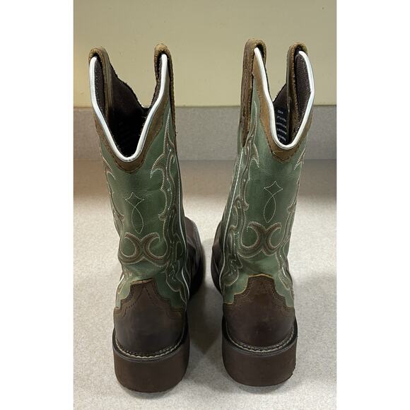 Justin Gypsy Raya Brown & Green Leather Western Cowgirl Boots Women’s Size 9B - Picture 3 of 8